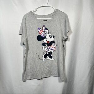 Disney Minnie Mouse Tie Dye Bow Graphic Tee Heather Gray Women’s XL